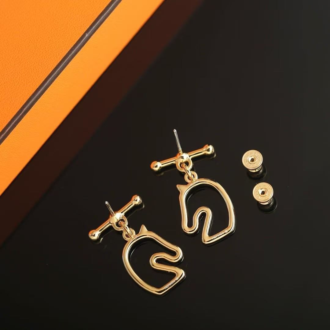 Hermes Tonnerre Earrings Lacquered Metal Yellow Gold New Capucine H100114F G3 - Image 5