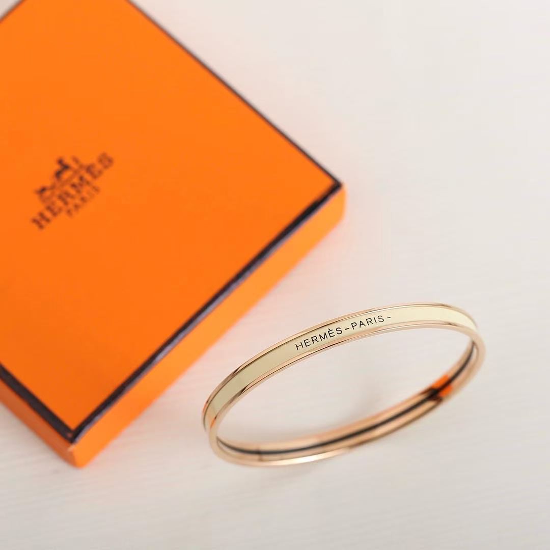 Hermes Uni Bangle Extra-narrow Bangle in Enamel Rose Gold Crème H240001FO8565 - Image 2