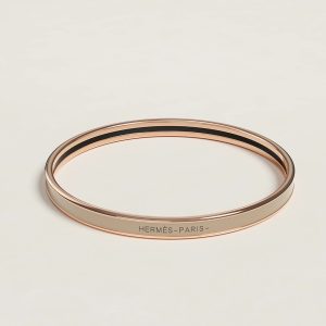 Hermes Uni Bangle Extra-narrow Bangle in Enamel Rose Gold Marron Glacé H240001FO1965