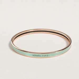 Hermes Uni Bangle Extra-narrow Bangle in Enamel Rose Gold Mint H240001FO5T65