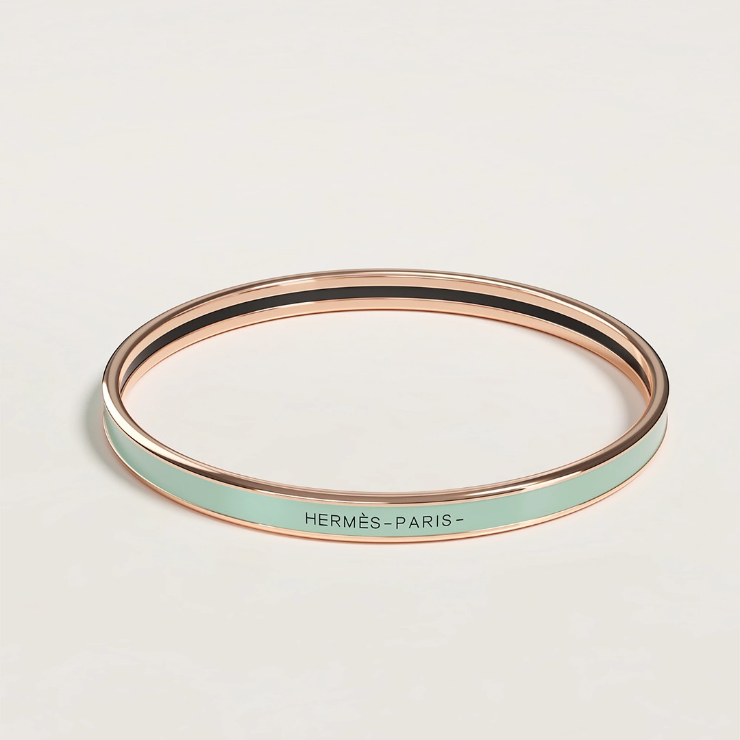 Hermes Uni Bangle Extra-narrow Bangle in Enamel Rose Gold Mint H240001FO5T65