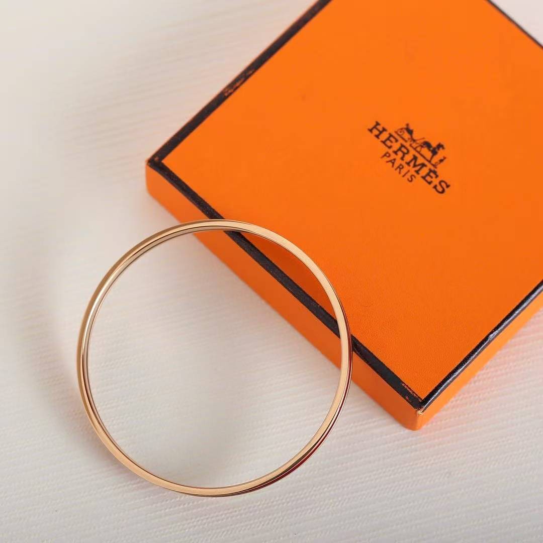 Hermes Uni Bangle Extra-narrow Bangle in Enamel Rose Gold Noir H240001FO0165 - Image 6