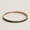 Hermes Uni Bangle Extra-narrow Bangle in Enamel Rose Gold Noir H240001FO0165