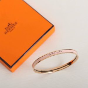 Alternative view of Hermes Uni Bangle Extra-narrow Bangle in Enamel Rose Gold Rose Candeur H240001FO1Z65