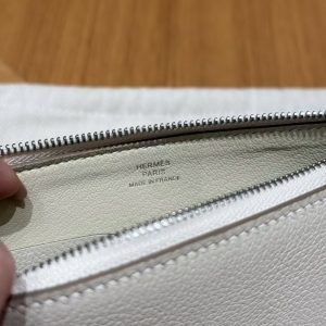 Hermes Zipengo Chaine d'Ancre To Go Pouch Handmade In Evercolor Calfskin Leather Silver Hardware 10 Craie - Image 11