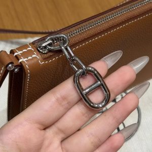Hermes Zipengo Chaine d'Ancre To Go Pouch Handmade In Evercolor Calfskin Leather Silver Hardware 37 Gold - Image 11
