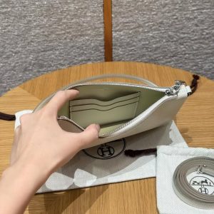 Hermes Zipengo Chaine d'Ancre To Go Pouch Handmade In Evercolor Calfskin Leather Silver Hardware 10 Craie - Image 12