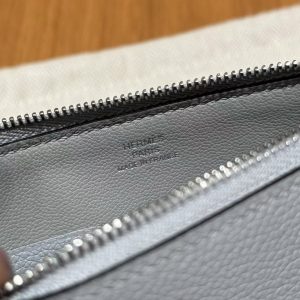 Hermes Zipengo Chaine d'Ancre To Go Pouch Handmade In Evercolor Calfskin Leather Silver Hardware 8U Blue Glacier - Image 10