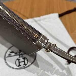 Hermes Zipengo Chaine d'Ancre To Go Pouch Handmade In Evercolor Calfskin Leather Gold Hardware 18 Etoupe - Image 5