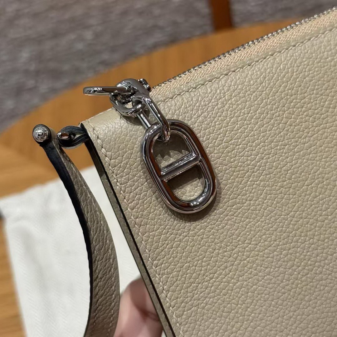Hermes Zipengo Chaine d'Ancre To Go Pouch Handmade In Evercolor Calfskin Leather Silver Hardware S2 Trench - Image 6