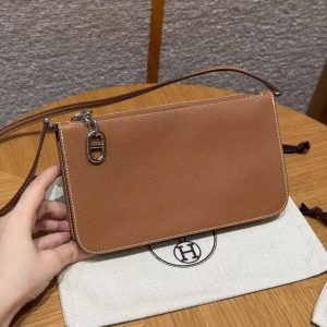 Hermes Zipengo Chaine d'Ancre To Go Pouch Handmade In Evercolor Calfskin Leather Silver Hardware 37 Gold
