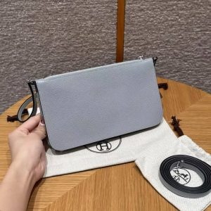 Alternative view of Hermes Zipengo Chaine d'Ancre To Go Pouch Handmade In Evercolor Calfskin Leather Silver Hardware 8U Blue Glacier