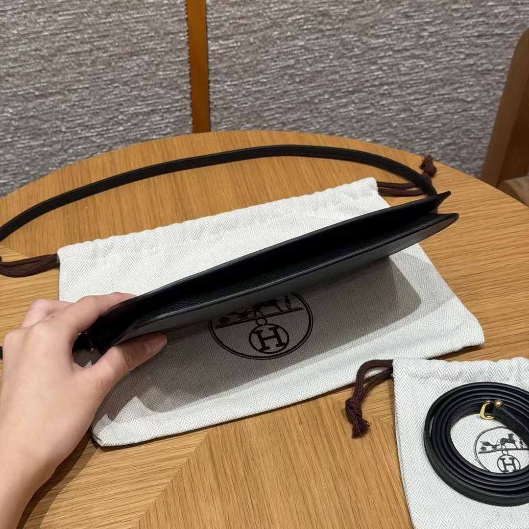 Hermes Zipengo Chaine d'Ancre To Go Pouch Handmade In Evercolor Calfskin Leather Gold Hardware 89 Noir - Image 13