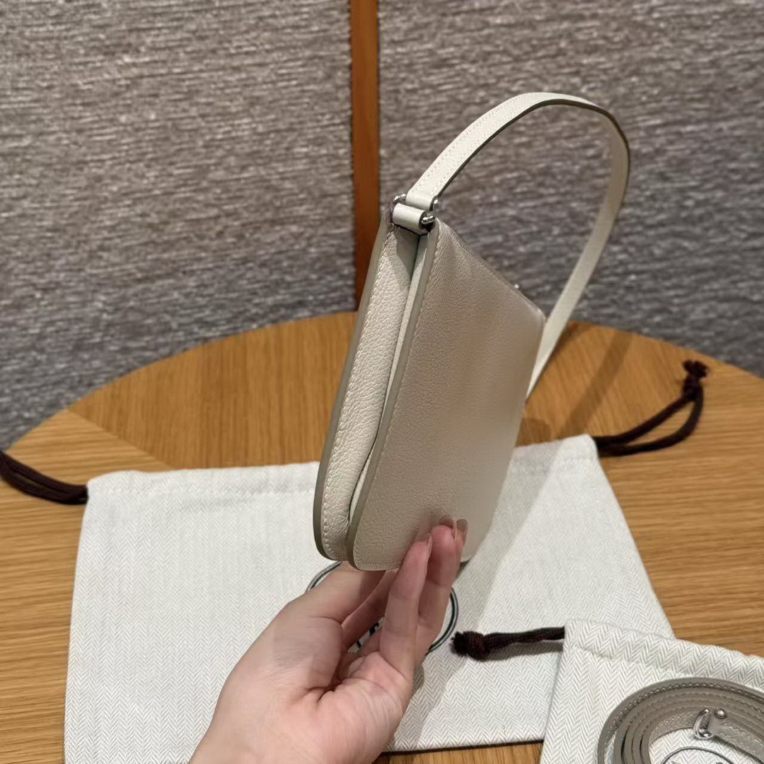 Hermes Zipengo Chaine d'Ancre To Go Pouch Handmade In Evercolor Calfskin Leather Silver Hardware 10 Craie - Image 15