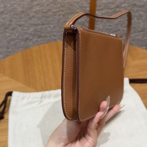 Hermes Zipengo Chaine d'Ancre To Go Pouch Handmade In Evercolor Calfskin Leather Silver Hardware 37 Gold - Image 16